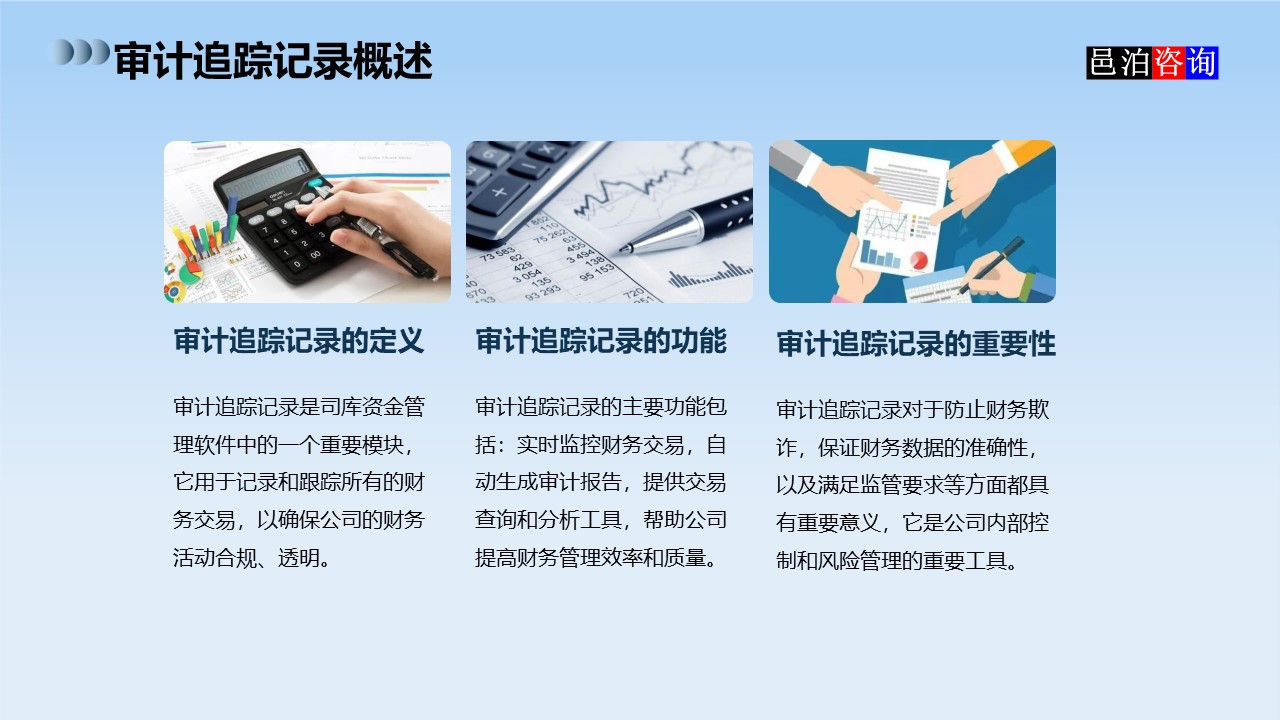 邑泊數(shù)字化智能化技術(shù)司庫資金管理軟件全解析審計追蹤記錄概述