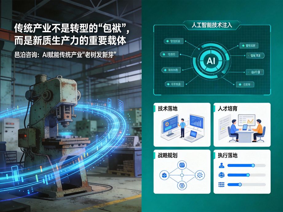 聚焦各行業(yè)數(shù)字化轉(zhuǎn)型多元需求，邑泊咨詢運(yùn)用人工智能技術(shù)，提供定制化全鏈路的轉(zhuǎn)型咨詢方案。