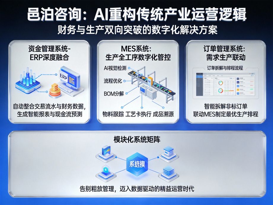 圍繞企業(yè)數(shù)字化轉(zhuǎn)型目標(biāo)，邑泊咨詢運(yùn)用人工智能優(yōu)化資源配置，助力企業(yè)實(shí)現(xiàn)從傳統(tǒng)到智能的跨越發(fā)展。