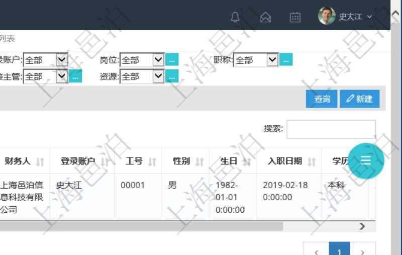 可通過項(xiàng)目員工基本信息查詢得到員工姓名、代碼、描述、財(cái)務(wù)人、登錄賬戶、工號(hào)、性別、生日、入職日期等員工基本信息