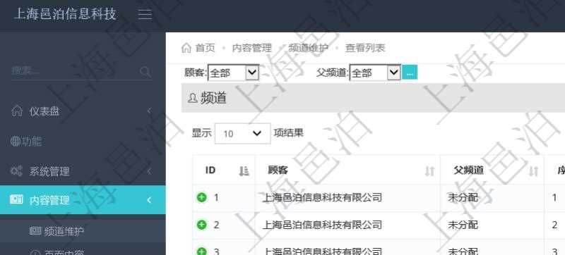 項目管理軟件的內(nèi)容管理集成了網(wǎng)站內(nèi)容發(fā)布模塊，可通過頻道維護(hù)內(nèi)容網(wǎng)站頁面的不同板塊。頻道維護(hù)列表查詢返回信息包括：父子頻道關(guān)系、序號、是否顯示還是隱藏、頻道名稱、首頁顯示內(nèi)容個數(shù)、首頁排序序號等。