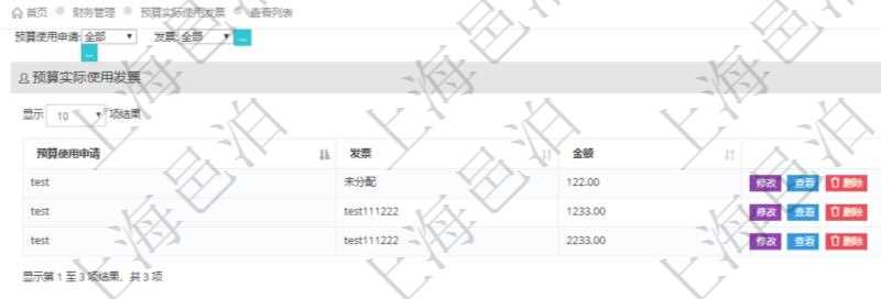 在項(xiàng)目管理軟件財(cái)務(wù)管理系統(tǒng)中，查詢預(yù)算實(shí)際使用發(fā)票返回預(yù)算使用申請(qǐng)信息、發(fā)票信息及金額。