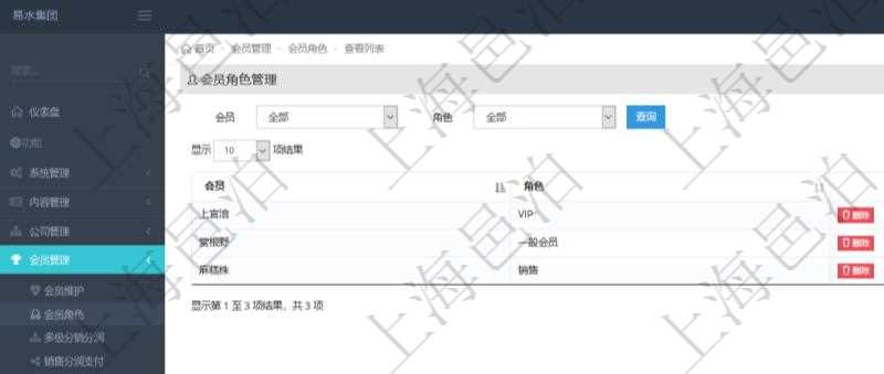 會員角色查詢可以返回會員的所有角色，及一種角色的所有會員。項(xiàng)目管理軟件會員管理系統(tǒng)通過會員角色可以將會員分類，分別賦予不同的業(yè)務(wù)功能執(zhí)行權(quán)限，默認(rèn)會員角色有VIP會員、一般會員、銷售代表。項(xiàng)目管理軟件通過定制服務(wù)，可以增加更多不同種類的會員角色。