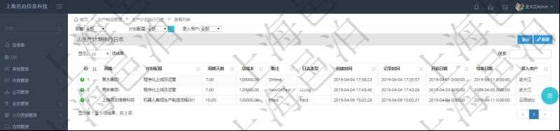 在項目管理軟件MES生產(chǎn)制造管理系統(tǒng)中查詢生產(chǎn)計劃執(zhí)行日志列表返回計劃配置、周期天數(shù)、總成本、備注、日志類型、創(chuàng)建時間、記錄時間、開始日期、結(jié)束日期、錄入用戶。