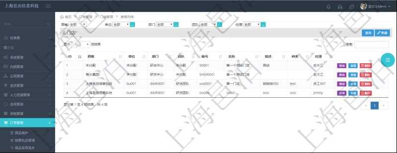 在項(xiàng)目管理軟件里可通過(guò)訂單管理系統(tǒng)查詢返回門(mén)店列表信息，比如：?jiǎn)挝?、部門(mén)、團(tuán)隊(duì)、編號(hào)、名稱、描述、種類及門(mén)店經(jīng)理。
