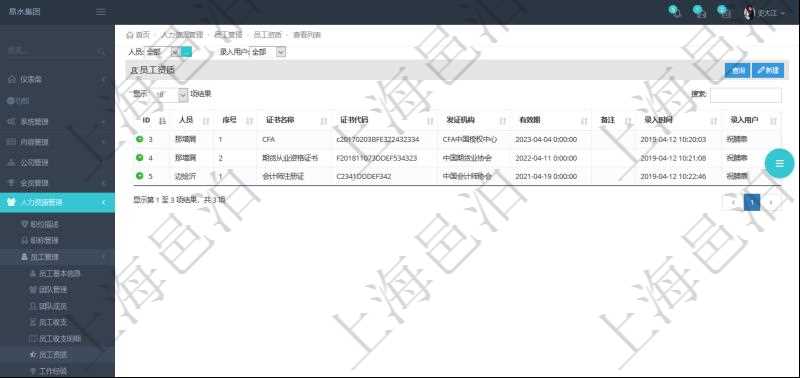 對于程式化的復(fù)雜業(yè)務(wù)操作，合理使用員工資質(zhì)管理可以降低操作風(fēng)險。在項目管理軟件中，查詢員工資質(zhì)列表返回人員、序號、證書名稱、證書代碼、發(fā)證機構(gòu)、有效期、備注、錄入用戶。