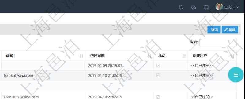 用戶管理查詢可以查到項目管理軟件中的用戶信息列表，包括：用戶登錄代碼、名稱、手機(jī)、電話、郵箱、創(chuàng)建日期、激活狀態(tài)等?？梢詫τ脩暨M(jìn)行修改、查看、鎖定、解鎖、重置密碼和刪除等操作。