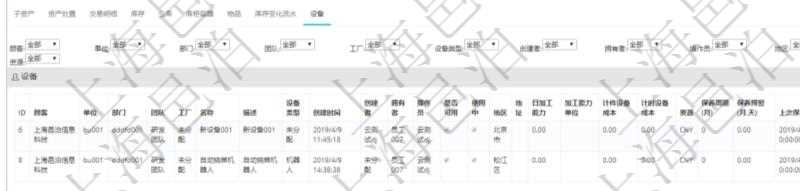 對于設(shè)備類型的資產(chǎn)，在項(xiàng)目管理軟件資產(chǎn)管理系統(tǒng)中查詢資產(chǎn)配置信息，不僅返回資產(chǎn)配置的基本信息字段，還會(huì)返回設(shè)備配置信息：單位、部門、團(tuán)隊(duì)、工廠、名稱、描述、設(shè)備類型、創(chuàng)建時(shí)間、創(chuàng)建者、擁有者、操作員、是否可用、使用中、地區(qū)、地址、日加工能力、加工能力單位、計(jì)件設(shè)備成本、計(jì)時(shí)設(shè)備成本、資源、保養(yǎng)周期（月）、保養(yǎng)預(yù)警（月.天）、上次保養(yǎng)日期。