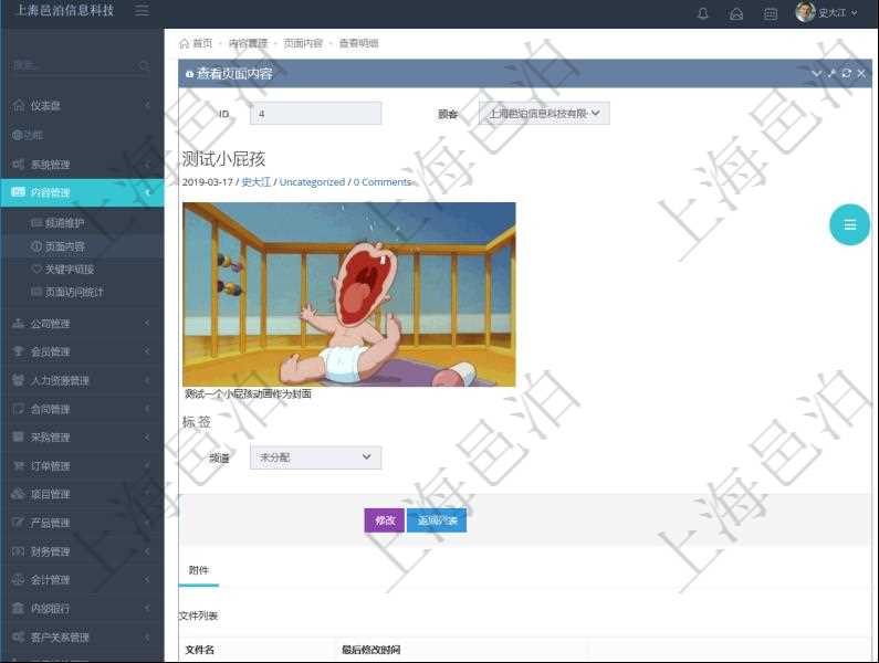 項(xiàng)目管理軟件可以通過在內(nèi)容管理修改發(fā)布頁面來更新項(xiàng)目管理系統(tǒng)門戶網(wǎng)站信息。編輯修改完畢后就可以查看這些信息，比如：標(biāo)題、頁面標(biāo)題、關(guān)鍵字名稱、封面圖片、跳轉(zhuǎn)鏈接、摘要、頁面類型，還可以查看HTML富文本編輯器制作的多媒體格式內(nèi)容，除了可以包括圖表還可以插入圖片、視頻及音頻。