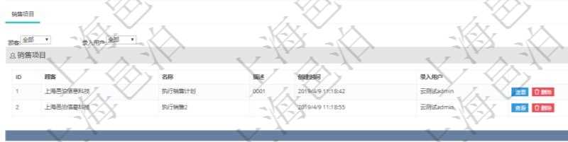 在項(xiàng)目管理軟件CRM客戶關(guān)系管理系統(tǒng)里查詢市場(chǎng)細(xì)分返回的基本字段信息有：市場(chǎng)、描述、戰(zhàn)略、預(yù)計(jì)年收入、實(shí)際當(dāng)年收入、總收入、貨幣、創(chuàng)建時(shí)間、領(lǐng)域、錄入用戶。同時(shí)，還有關(guān)聯(lián)的明細(xì)數(shù)據(jù)，比如銷售項(xiàng)目：項(xiàng)目名稱、描述、創(chuàng)建時(shí)間及錄入用戶。