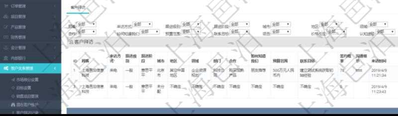 在項(xiàng)目管理軟件CRM客戶關(guān)系管理系統(tǒng)中，查看潛在客戶明細(xì)信息時(shí)可以查看的字段基本信息有：客戶名稱、客戶編號(hào)、客戶電話、實(shí)際客戶檔案、實(shí)際名稱、郵箱、地址、職業(yè)、性別、年齡、錄入用戶及創(chuàng)建時(shí)間。同時(shí)還可以查詢到關(guān)聯(lián)的客戶拜訪信息：來訪方式、跟進(jìn)級(jí)別、跟進(jìn)階段、城市、地區(qū)、領(lǐng)域、部門、合作方式、如何知道我們、預(yù)算范圍、聯(lián)系目標(biāo)、簽約概率、溝通細(xì)節(jié)、來訪時(shí)間、項(xiàng)目、價(jià)格反應(yīng)、認(rèn)值途徑。