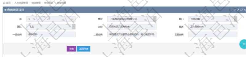 在項(xiàng)目管理軟件里，人力資源管理模塊可以查詢績效項(xiàng)目明細(xì)信息，比如：單位、部門、團(tuán)隊(duì)、名稱、描述、一級分類、二級分類、三級分類等。