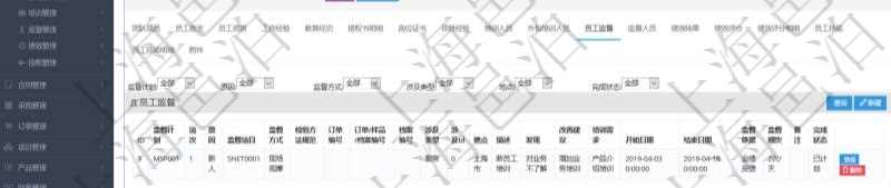 項(xiàng)目管理軟件人力資源管理模塊員工基本信息資料明細(xì)查詢還可以關(guān)聯(lián)查詢更多相關(guān)資料，比如監(jiān)督計(jì)劃、項(xiàng)次、原因、監(jiān)督項(xiàng)目、監(jiān)督方式、檢驗(yàn)方法規(guī)范、訂單編號(hào)、訂單樣品檔案編號(hào)、檔案編號(hào)、設(shè)計(jì)類型、涉及ID、地點(diǎn)、描述、發(fā)現(xiàn)、改善建議、培訓(xùn)需求、監(jiān)督員、開始日期、結(jié)束日期、監(jiān)督依據(jù)、監(jiān)督頻次、備注及完成狀態(tài)等。