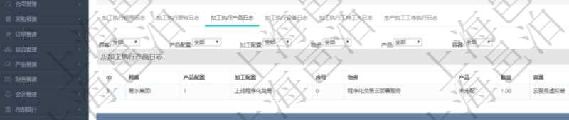 在項(xiàng)目管理軟件MES生產(chǎn)制造管理系統(tǒng)查詢加工執(zhí)行日志信息時(shí)，還返回了關(guān)聯(lián)的加工執(zhí)行產(chǎn)品日志：產(chǎn)品配置、加工配置、序號(hào)、物資、產(chǎn)品、數(shù)量、容器、描述。