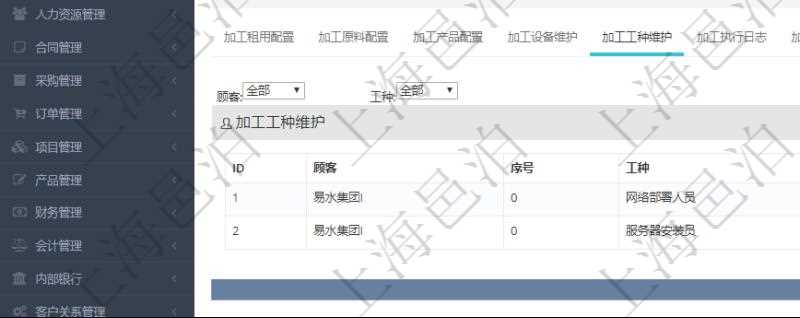 在項(xiàng)目管理軟件MES生產(chǎn)制造管理系統(tǒng)查詢加工明細(xì)信息時(shí)，還返回了關(guān)聯(lián)的加工工種維護(hù)：序號(hào)、工種、工時(shí)調(diào)整比率、描述。