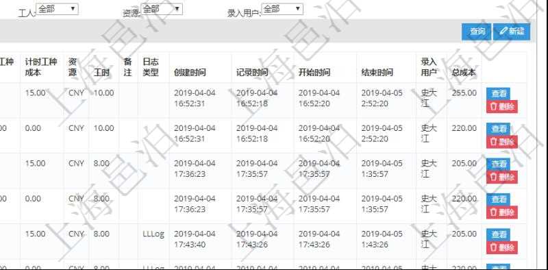 在項(xiàng)目管理軟件MES生產(chǎn)制造管理系統(tǒng)查詢加工明細(xì)信息時(shí)，還返回了關(guān)聯(lián)的加工執(zhí)行工種工人日志：工種配置、加工執(zhí)行、序號、工種、工時(shí)調(diào)整比率、描述、工人、計(jì)件人力成本、計(jì)時(shí)人力成本、計(jì)件工種成本、計(jì)時(shí)工種成本、資源、貨幣單位、工時(shí)、備注、日志類型、創(chuàng)建時(shí)間、記錄時(shí)間、開始時(shí)間、結(jié)束時(shí)間、錄入用戶、總成本。