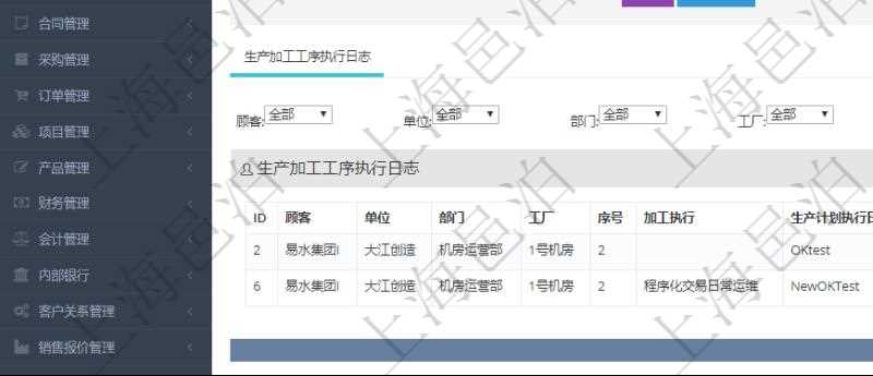 在項(xiàng)目管理軟件MES生產(chǎn)制造管理系統(tǒng)中查詢生產(chǎn)加工工序配置還會(huì)返回生產(chǎn)加工工序執(zhí)行日志明細(xì)：?jiǎn)挝?、部門、工廠、序號(hào)、加工執(zhí)行、生產(chǎn)計(jì)劃執(zhí)行日志、前置加工執(zhí)行、后續(xù)加工執(zhí)行、開始時(shí)間、結(jié)束時(shí)間、生產(chǎn)狀態(tài)、生產(chǎn)描述。