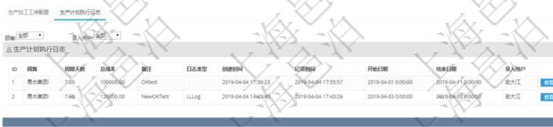 在項(xiàng)目管理軟件MES生產(chǎn)制造管理系統(tǒng)中查詢生產(chǎn)計(jì)劃明細(xì)還會(huì)返回生產(chǎn)計(jì)劃執(zhí)行日志明細(xì)：周期天數(shù)、總成本、備注、日志類型、創(chuàng)建時(shí)間、記錄時(shí)間、開始日期、結(jié)束日期及錄入用戶。