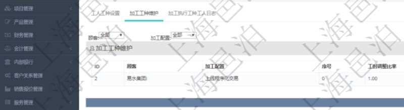 在項目管理軟件MES生產(chǎn)制造管理系統(tǒng)查詢工種明細信息的時候，還會返回關(guān)聯(lián)的加工工種維護信息：加工配置、序號、工時調(diào)整比率及描述。
