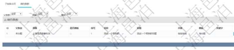 在項目管理軟件銷售報價管理系統(tǒng)中查詢返回的除了有銷售合同明細(xì)信息外，還包括締約條款明細(xì)：父條款、是否模板標(biāo)志、序號、名稱、標(biāo)題、內(nèi)容、模板及關(guān)鍵字。